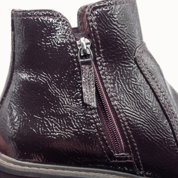 Clarks Women’s Airabell Ankle Boots Patent Leather Zip Wedge Whimsigoth Sz 8 - Picture 5 of 8